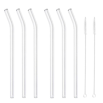 Reusable Eco Friendly Transparent Glass Drinking Straws  ( 8 pieces )