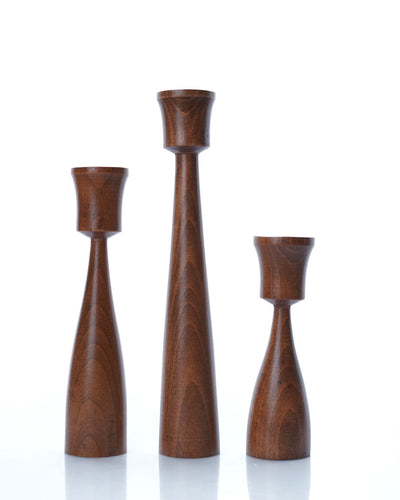 Rose -wooden candle holder set of 3 candles